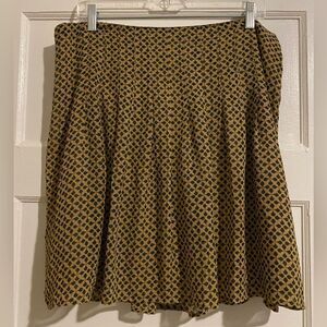 Loft Cream and Black Diamond Pattern Flouncy Skater Mini Skirt